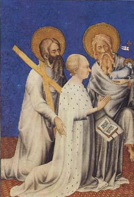 Andre Beauneveu The Duc de Berry between his parron saints andrew and John the Baptist (mk08) oil painting image